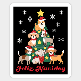 Feliz Navidog Dog Christmas Tree Funny Dog Lover Navidad Gift Sticker